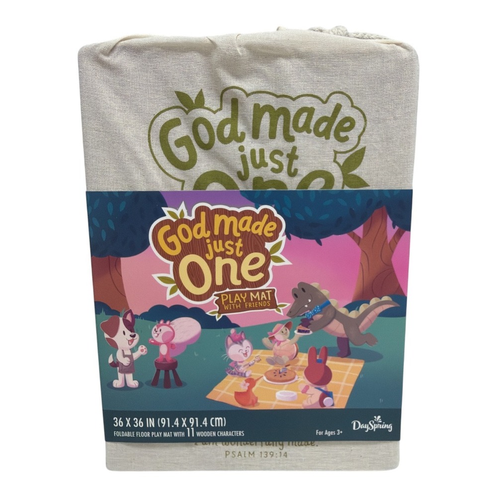 DaySpring God Made Just One Play Mat w/Friends Wood Characters Ages 3+ NIB